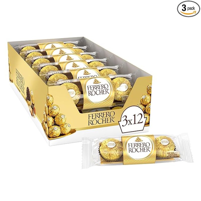 Ferrero Rocher 3-Pack 12 Count Display Box wholesale candy/snack retail distribution