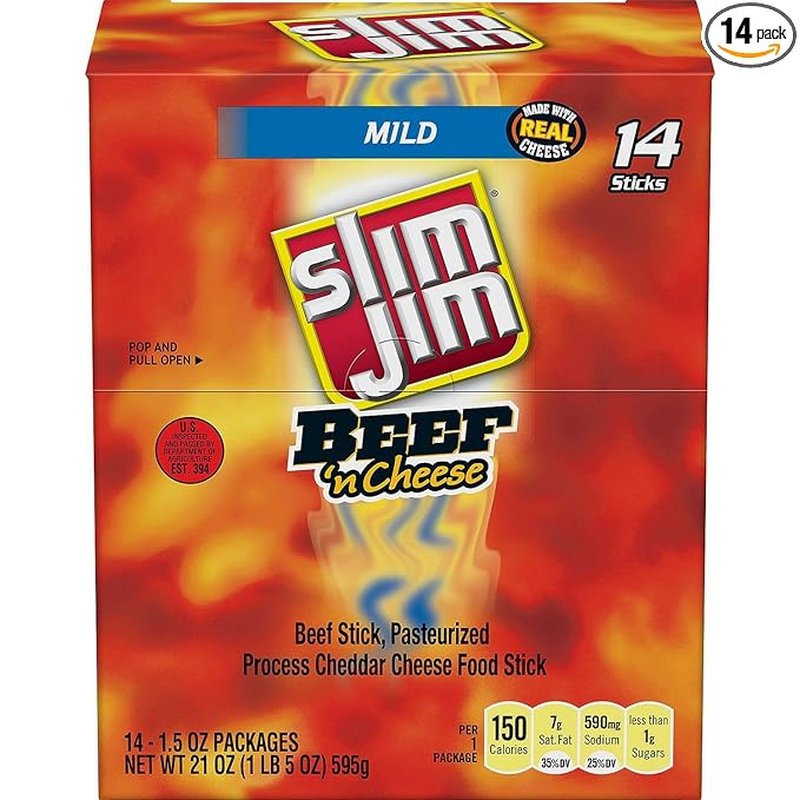 SJ Beef 'N Cheese Mild Snacks 1.5 oz 14 count wholesale candy/snack retail distribution