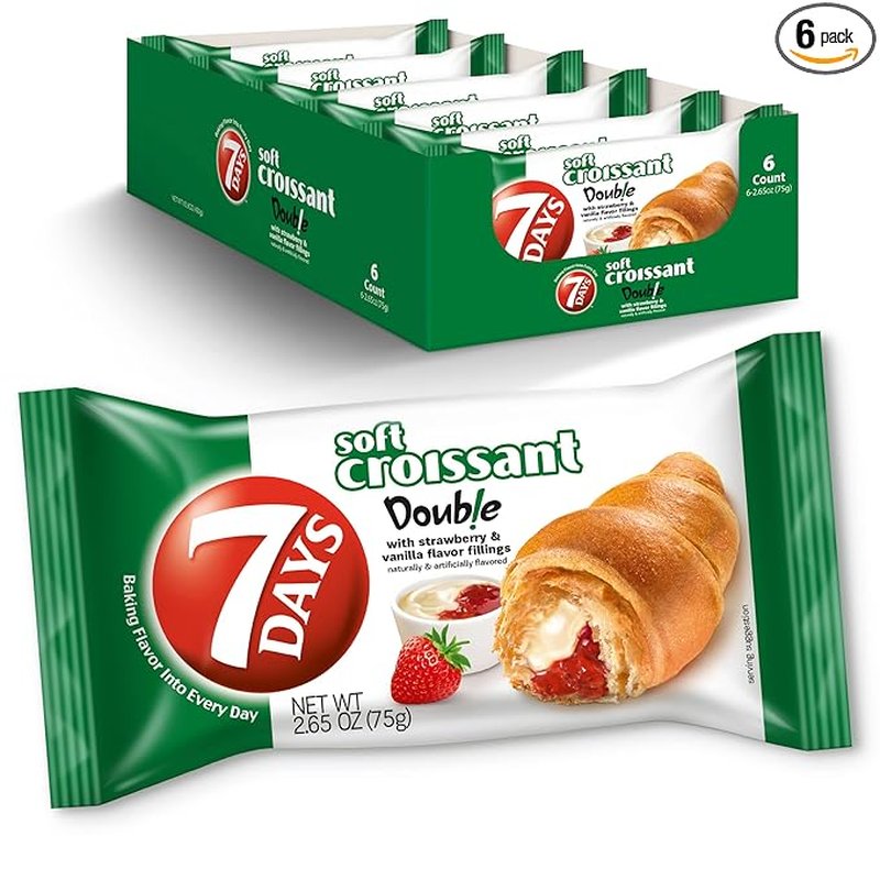 7Days Soft Croissants Strawberry & Vanilla Filling 6 Count wholesale candy/snack retail distribution