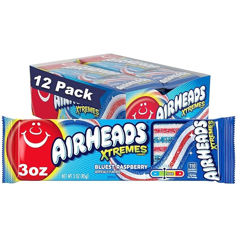 Airheads Xtremes Blue Raspberry 2 oz Pack wholesale candy/snack retail distribution