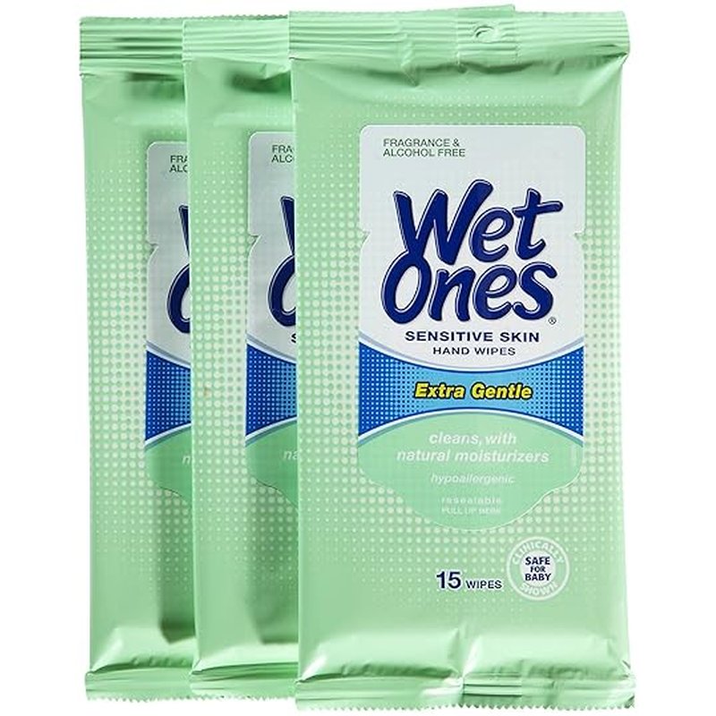 Wet Ones Sensitive Skin Hand and Face Moist Wipes Travel Size 15 ct wholesale wet ones 15's sen-skin wipe ea retail distribution
