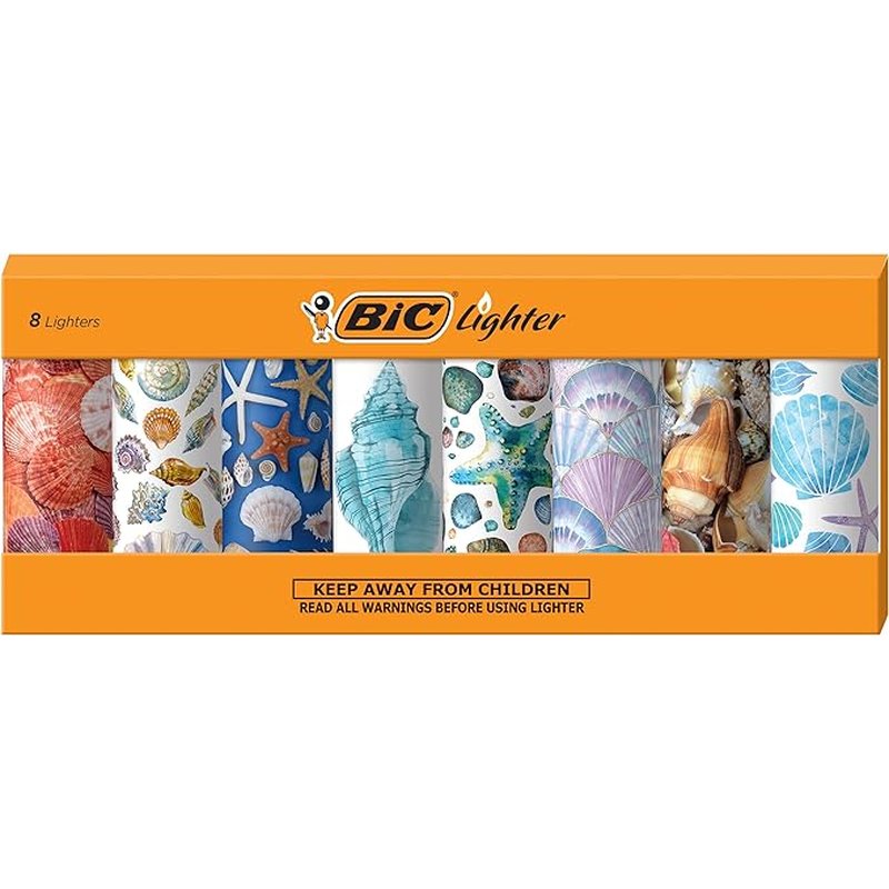 BIC Special Edition Shells Series Maxi Pocket Lighters Set of 8 wholesale lighter retail distribution