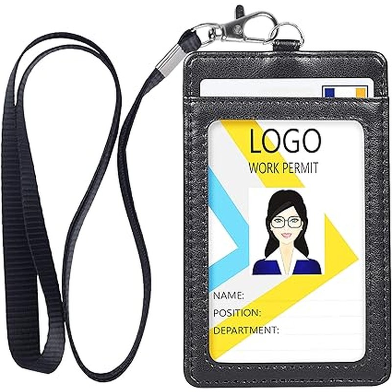 Teskyer Badge Holder with Lanyard vertical leather ID card holder wholesale lanyard retail distribution