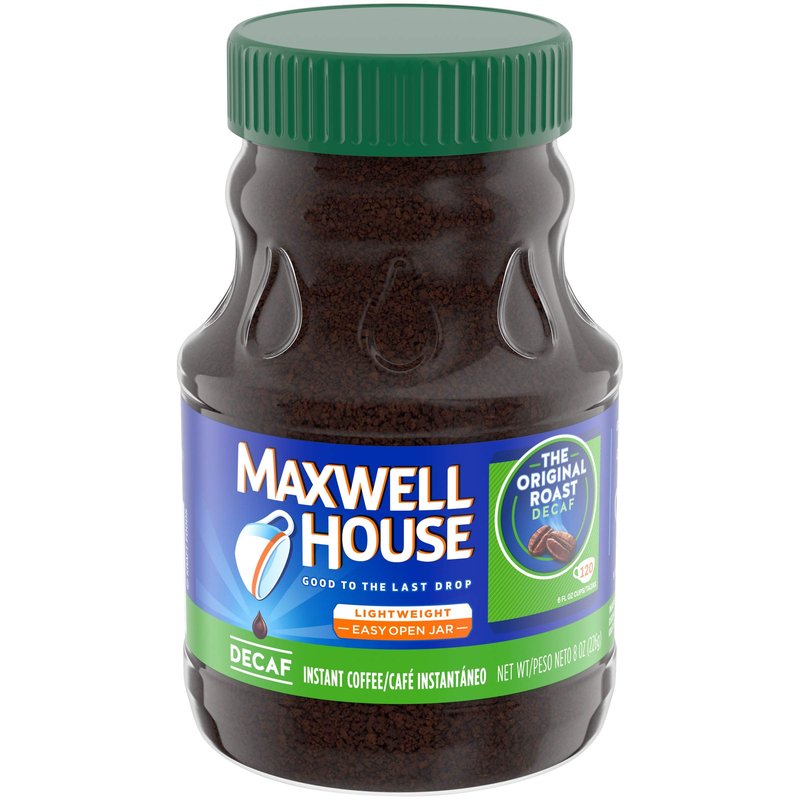 Maxwell House Instant Decaffeinated Coffee 8 oz jar wholesale grocery retail distribution