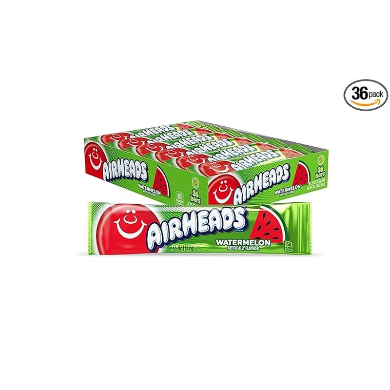 Airheads Watermelon Flavor Candy Full Size Bars Individually Wrapped wholesale candy/snack retail distribution