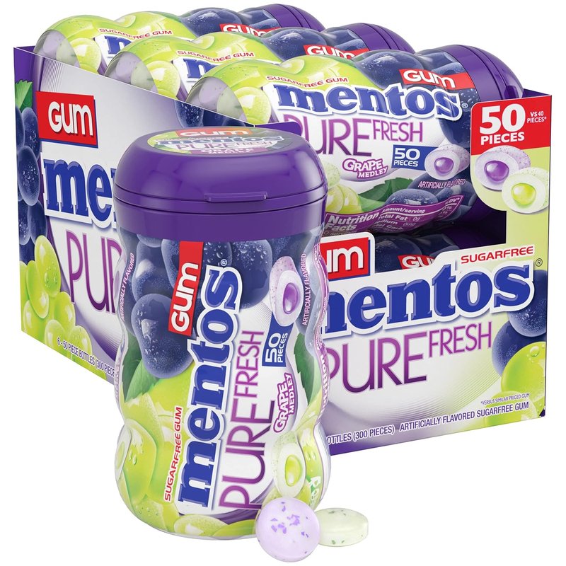 Mentos Pure Fresh Gum Grape 50 Count Pack wholesale candy/snack retail distribution