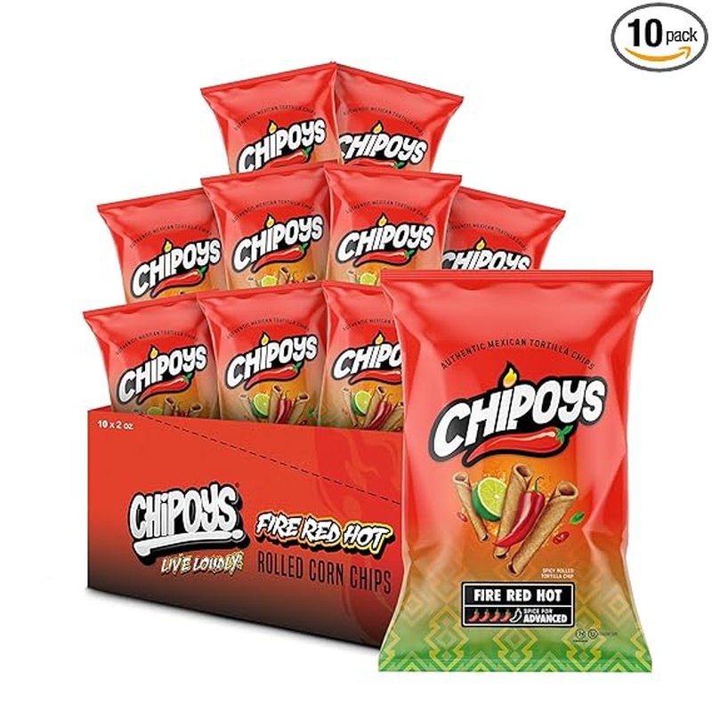 Chipoys Fire Red Hot Chips 2 oz 10 Count wholesale candy/snack retail distribution