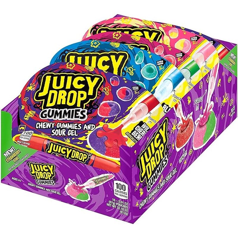 Juicy Drop Gum Dual Chamber Candy 16 Count Pack wholesale candy/snack retail distribution