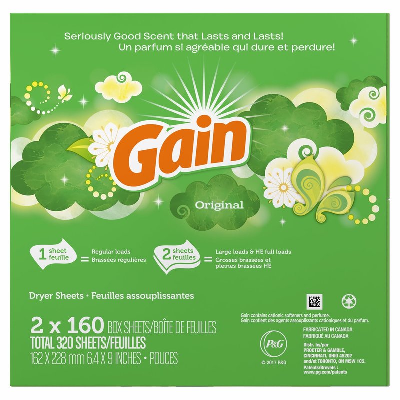 Gain Dryer Sheets 15 Ct static-fighting and fabric softening wholesale household retail distribution