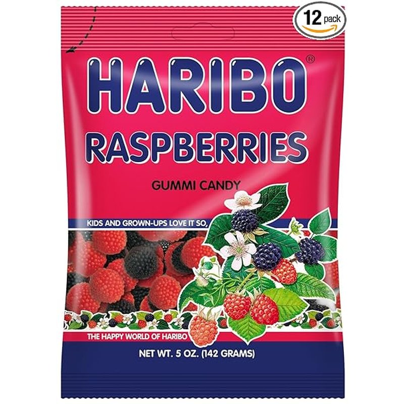 Haribo Raspberries gummy candy 5 oz bag wholesale candy/snack retail distribution