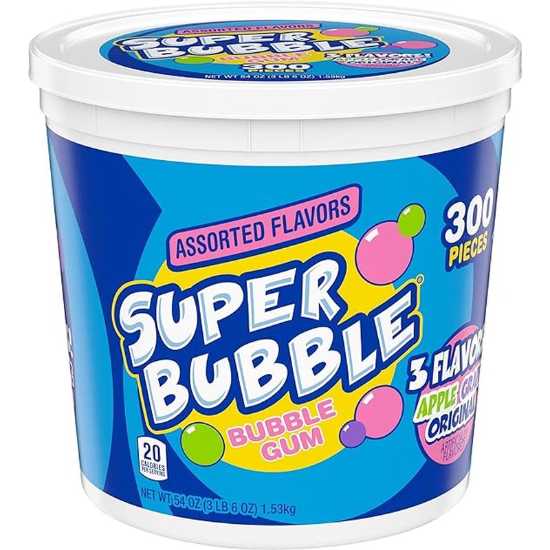 Super Bubble 3 Flavors Gum 300 Count Jar wholesale candy/snack retail distribution