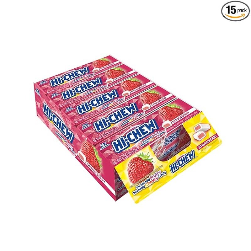 Hi-Chew Strawberry chewy candy 1.76 oz 15 count wholesale candy/snack retail distribution