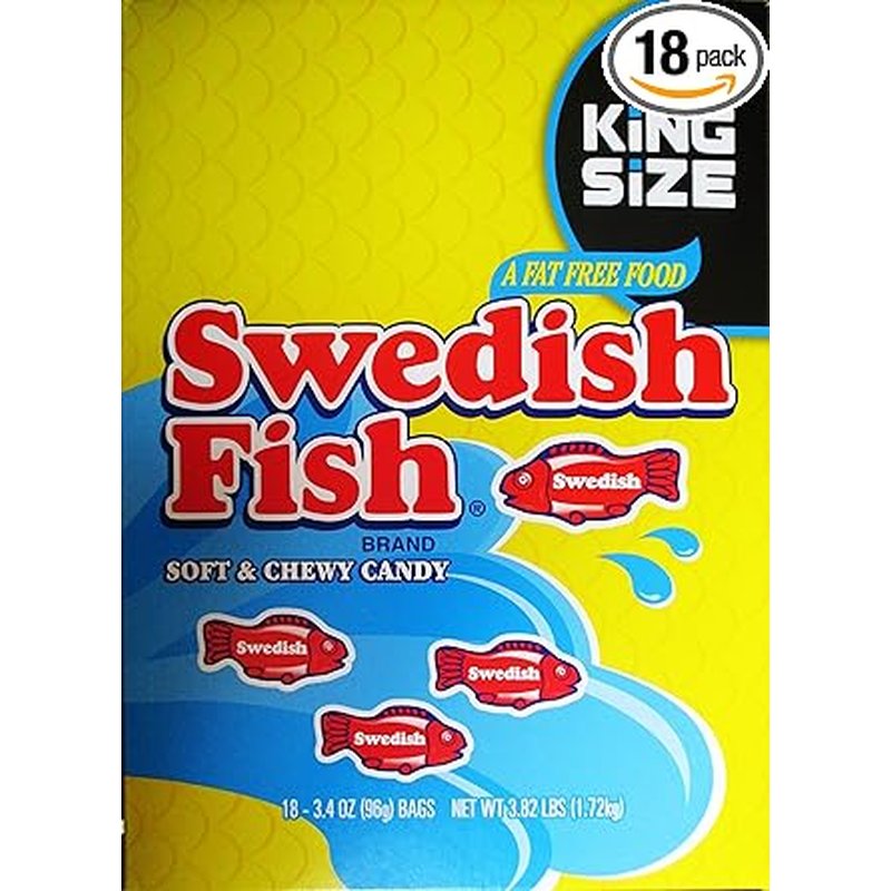 Swedish Fish candy 3.4 oz 18 Count Box wholesale candy/snack retail distribution