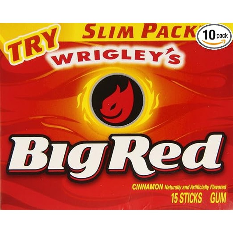Wrigley's Big Red Chewing Gum Box of 10 Packs 15 Sticks each wholesale candy/snack retail distribution