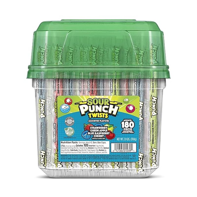 Sour Punch Twist 4-inch candy snack 180 count jar wholesale candy/snack retail distribution
