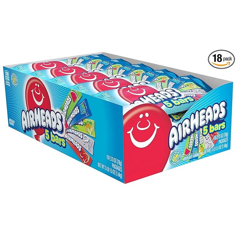 Airheads Candy Assorted Flavors 5 Individually Wrapped Bars wholesale candy/snack retail distribution