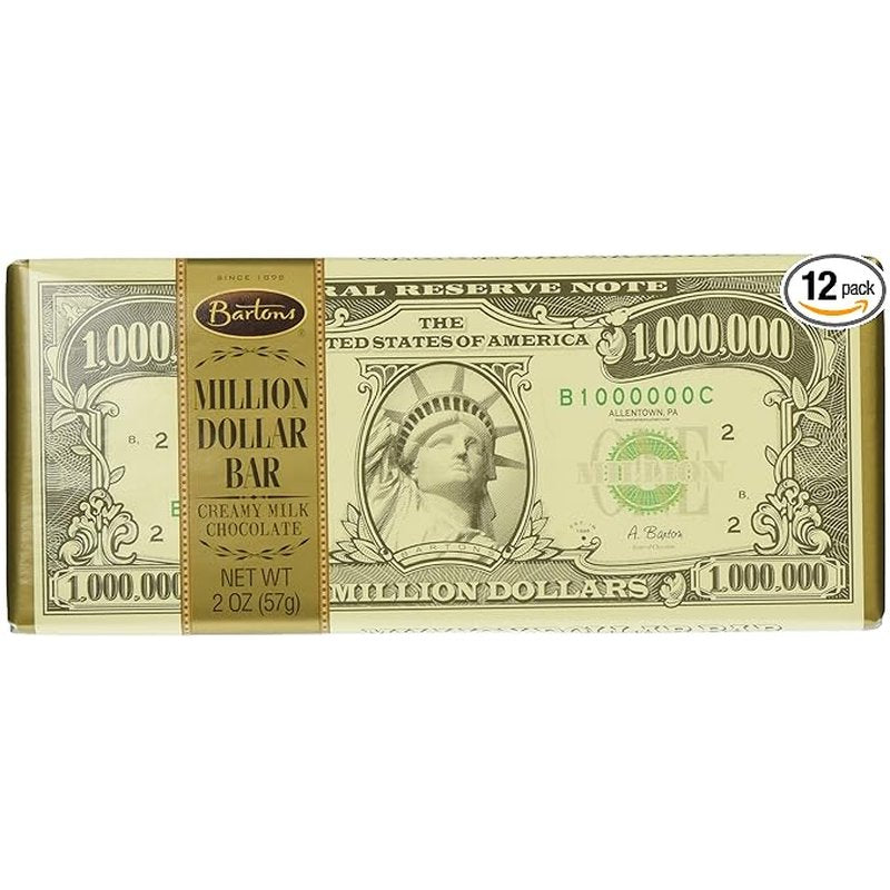 Bartons Million Dollar Milk Chocolate Bar 2 oz 12 Count wholesale candy/snack retail distribution