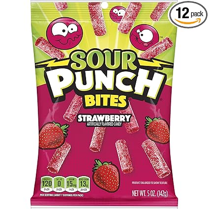 Sour Punch Bites 5 Oz / 12 Bag Strawberry