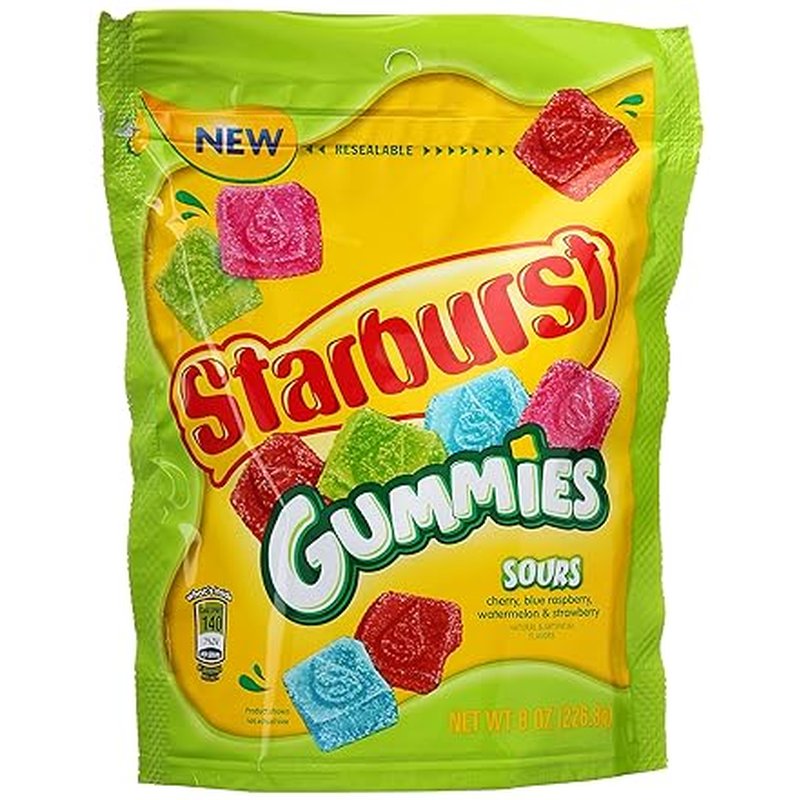 Starburst Gummy Sours 8 oz Bag wholesale candy/snack retail distribution
