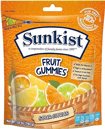 Sunkist Fruit Gummies - Sour Citrus Peg Bag