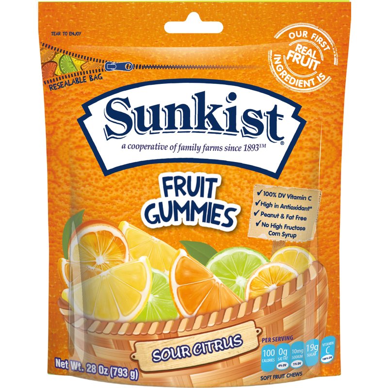 Sunkist Sour Citrus Gummies 24 Count Box wholesale candy/snack retail distribution