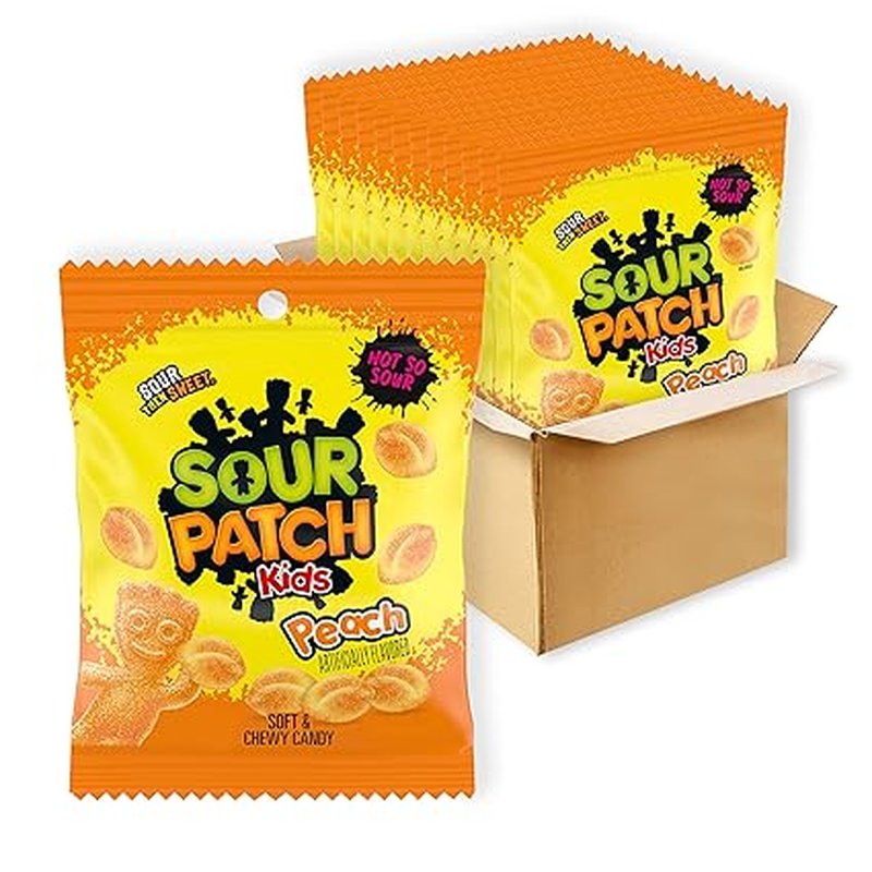 Sour Patch Kids Peach Candy 4.96 oz box wholesale candy/snack retail distribution