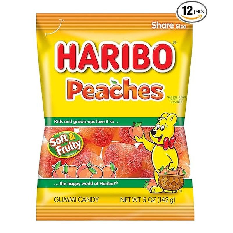 Haribo Peaches gummy candy 5 oz bag wholesale candy/snack retail distribution