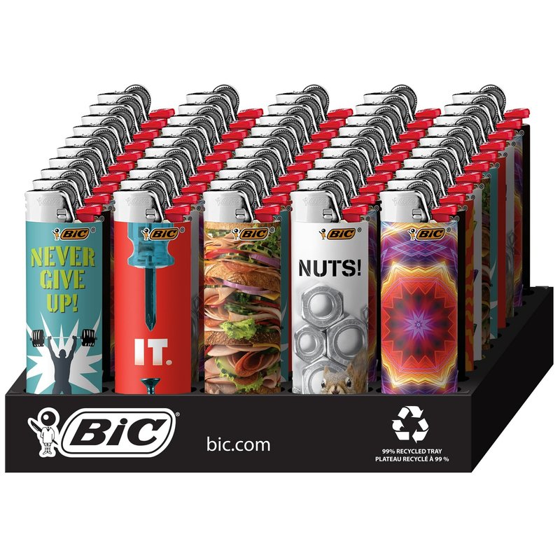 Bic Lighter 50+3 Ct premium disposable lighters assorted colors wholesale lighters retail distribution