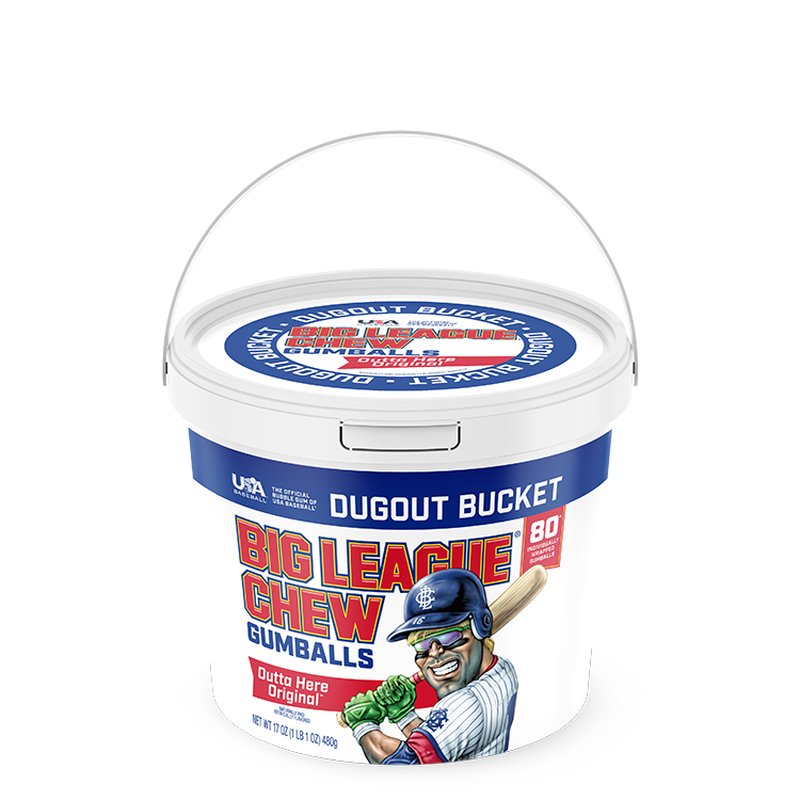 BIG LEAGUE CHEW Original Bubble Gum Bucket 80 Count wholesale candy/snack retail distribution