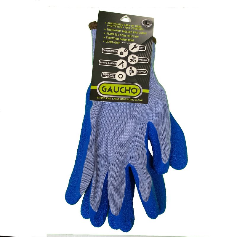 Gaucho String Knit Blue Latex Gloves durable work gloves wholesale gloves retail distribution