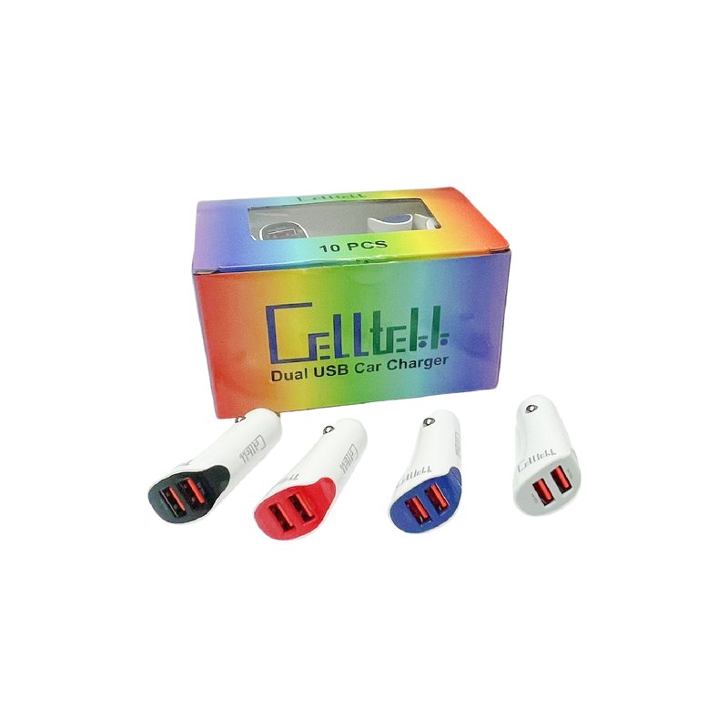 CELLTEKK USB Car Charger dual port 10 pack wholesale phone accessories retail distribution
