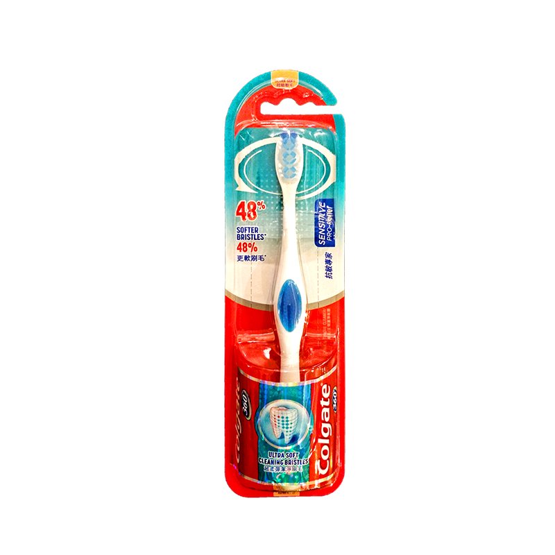 Colgate 360º Sensitive Pro-Relief Toothbrush with ultra-soft bristles and ergonomic handle wholesale colgate toothbrush each retail distribution