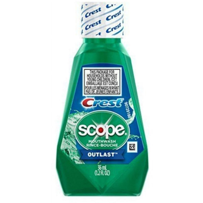 Crest Scope Outlast Mouthwash 1.2 oz travel size bottles pack of 3 wholesale crest scope outlast mouthwash 1.2 oz (pack of 3) – fresh breath travel size mouth rinse retail distribution