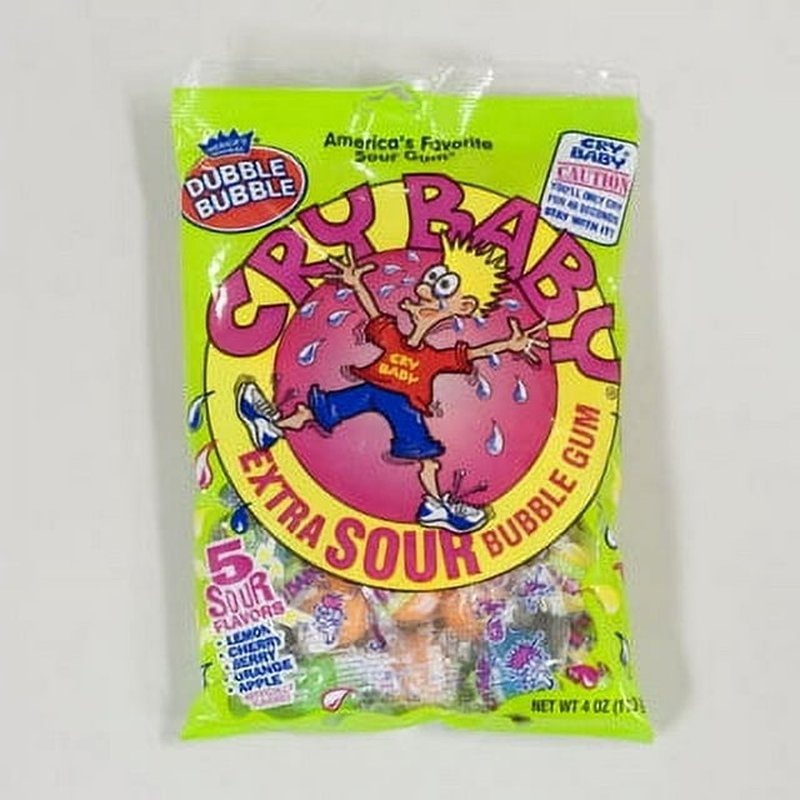 Cry Baby Extra Sour Bubble Gum 4 Oz Bag wholesale candy/snack retail distribution