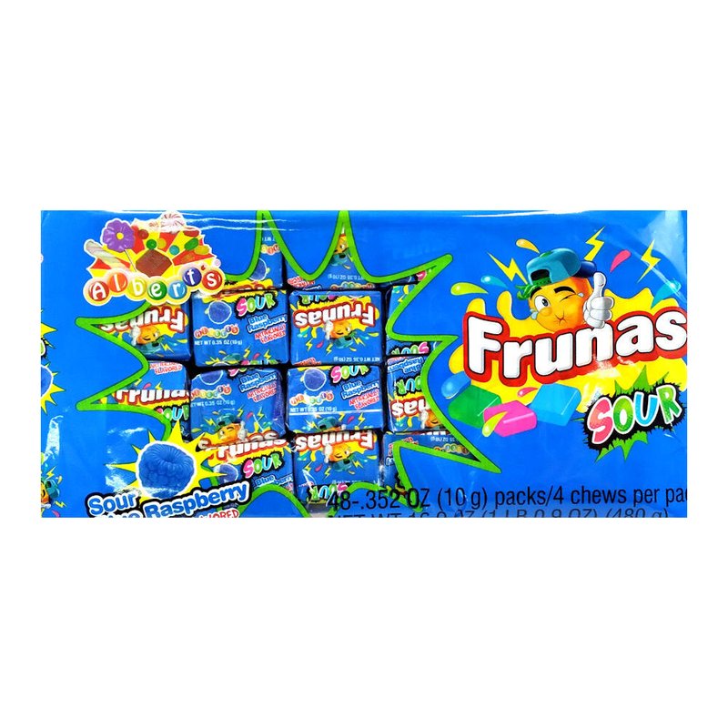 Frunas Sour Blue Raspberry chewy candy slabs 48 count wholesale candy/snack retail distribution