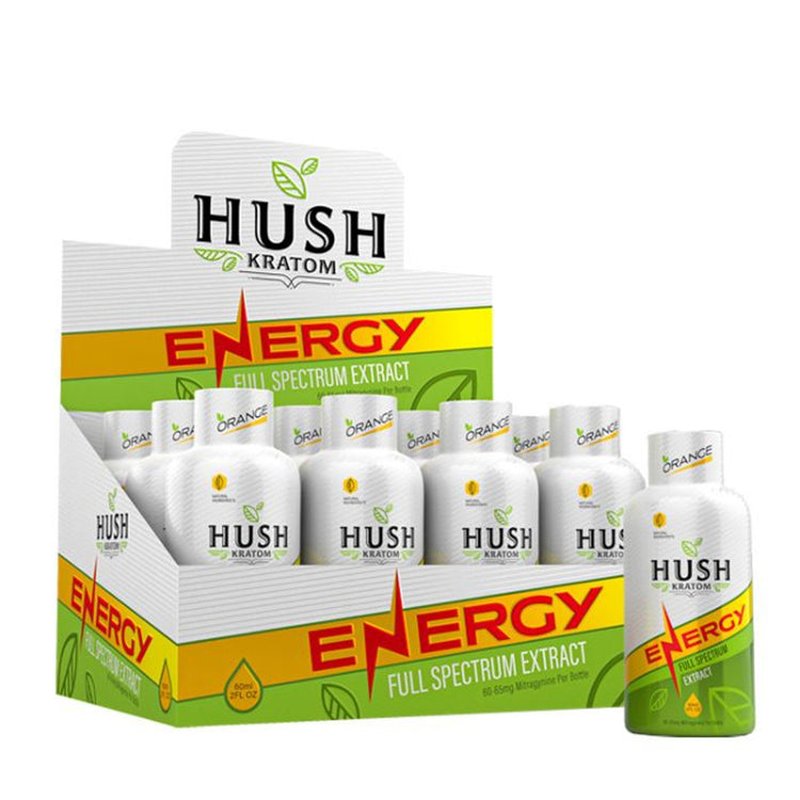 Hush Energy Shot 2oz 12ct box premium kratom extract wholesale hush energy shot retail distribution
