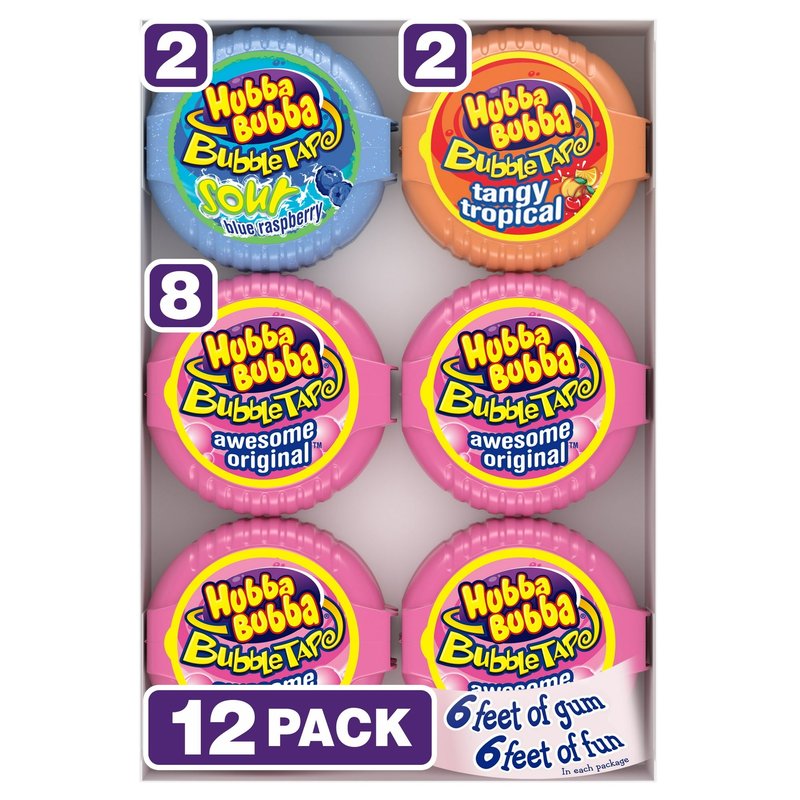 Hubba Bubba Bubble Tape assorted flavors 12 count wholesale candy/snack retail distribution