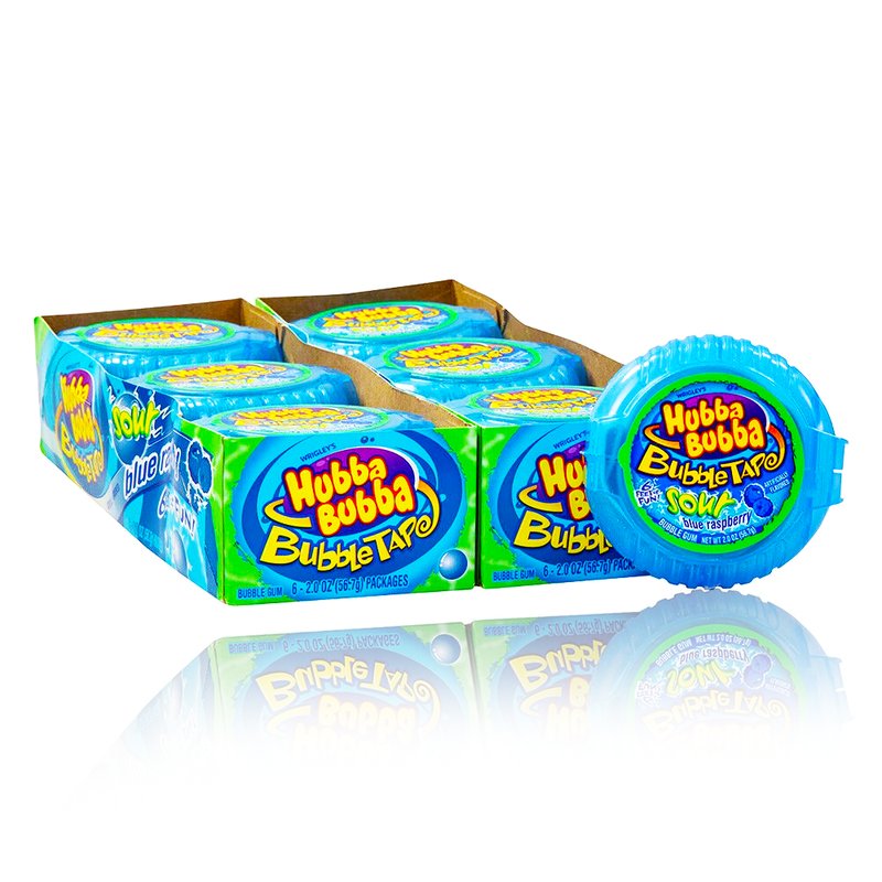 Hubba Bubba Sour Blue Raspberry Bubble Tape 12 Count wholesale candy/snack retail distribution