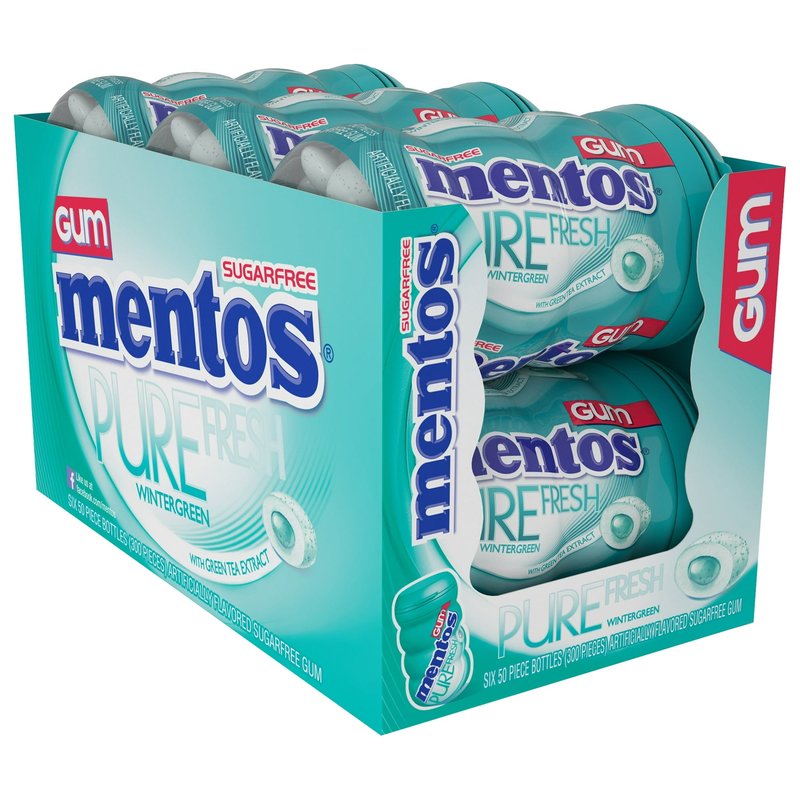 Mentos Pure Fresh Gum Wintergreen 50 Count Pack wholesale candy/snack retail distribution
