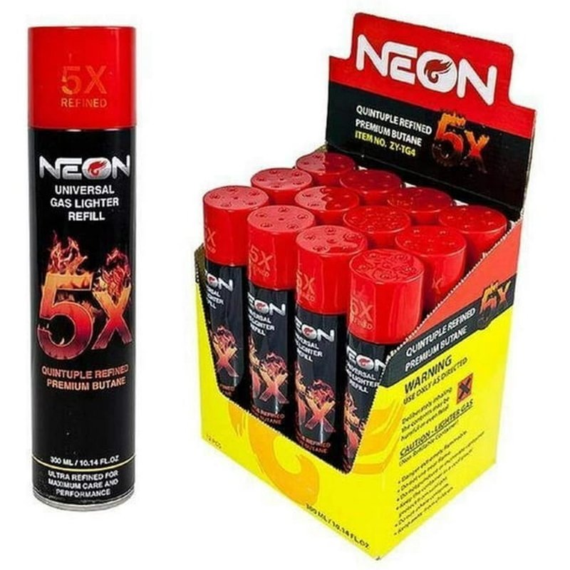 Neon 5X Butane 300Ml 12Pk wholesale lighters retail distribution