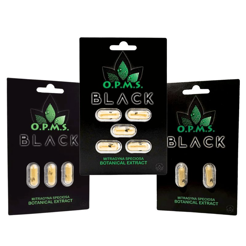 OPMS Black Kratom Extract Capsules 3-count wholesale opms black kratom retail distribution