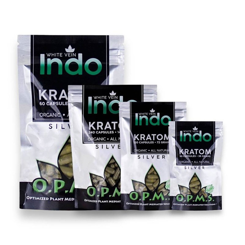 OPMS Silver White Vein Indo Kratom Capsules 60ct wholesale opms silver kratom retail distribution