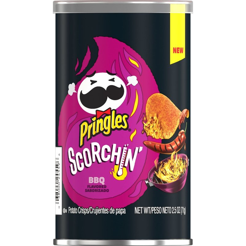 Pringles Scorchin’ Cheddar Potato Crisps 2.5 oz Grab N’ Go canister wholesale candy/snack retail distribution