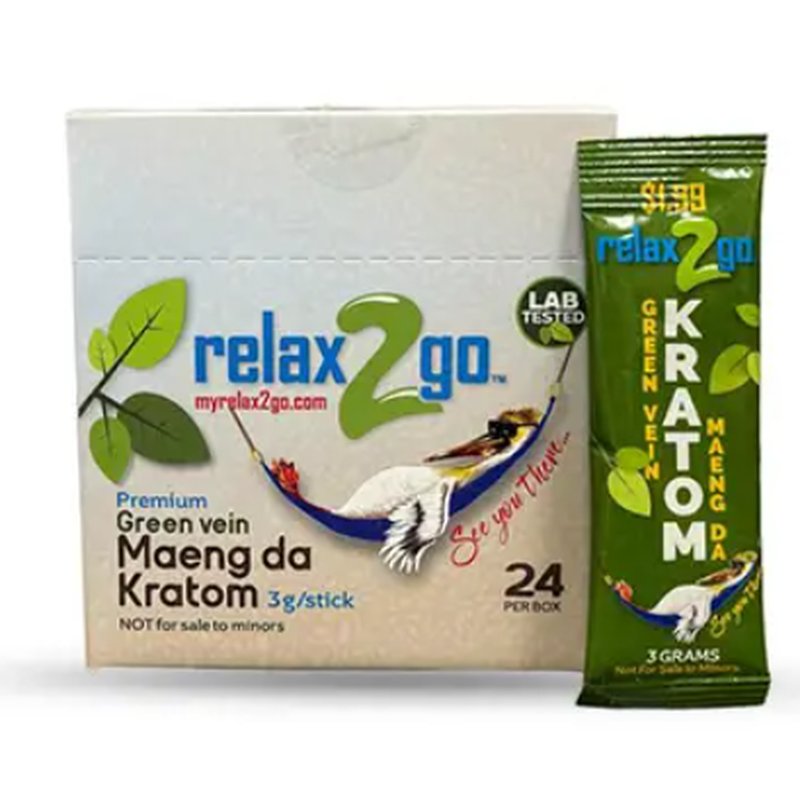 Relax 2 Go Kratom Powder 3g Sticks 24-Pack Display wholesale kratom powder retail distribution