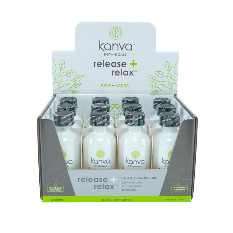 Kanva Botanicals Release+Relax Kava + Kanna 12ct Box wholesale kanva botanicals release+relax™, kava and kanna blend, relaxation supplement