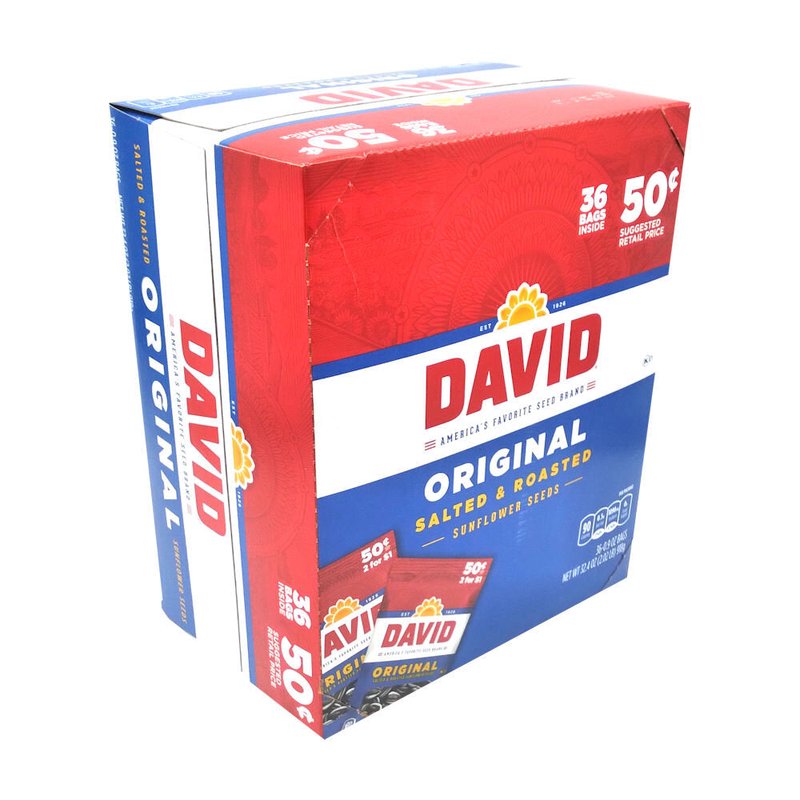David Sunflower Regular seeds 36 count wholesale candy/snack retail distribution