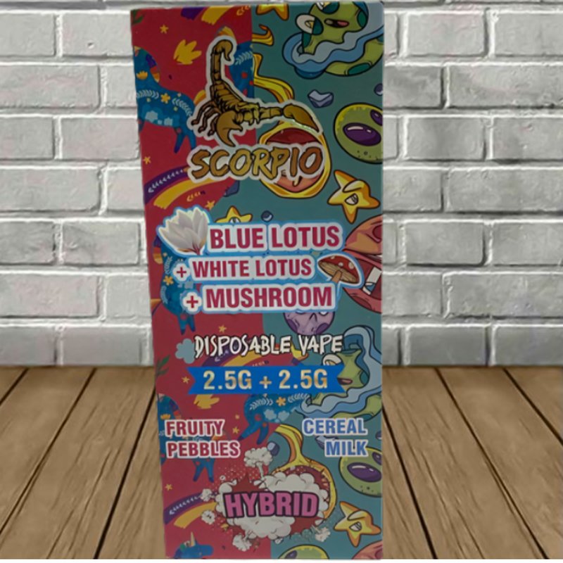 Scorpio Blue Lotus + White Lotus + Mushroom Disposable 5g wholesale vaporizers retail distribution - specifications