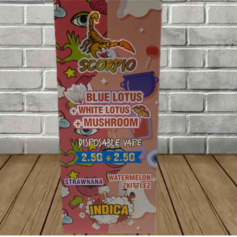 Scorpio Blue Lotus + White Lotus + Mushroom Disposable 5g wholesale vaporizers retail distribution - packaging view