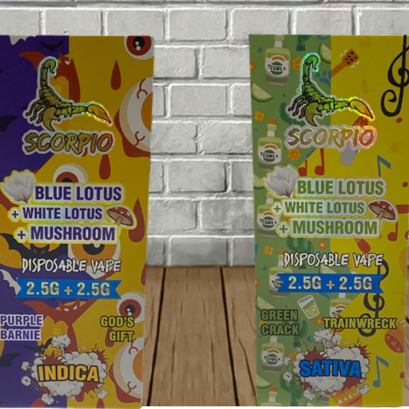 Scorpio Blue Lotus + White Lotus + Mushroom Disposable 5g wholesale vaporizers retail distribution - usage guide