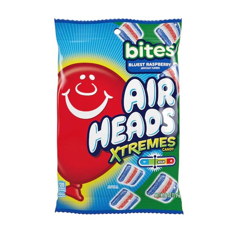 Airheads Xtremes Bites Blue Raspberry 6 oz wholesale candy/snack retail distribution